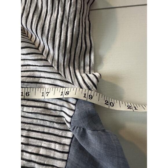 Anthropologie Deletta Babydoll Tunic Size S Striped Chambray Cap Sleeve Top - Picture 3 of 10